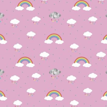 LAST FAT QUARTER Dream in Color Pink Rainbow Cloud Raindrops by Kristy Lea Cotton Fabric