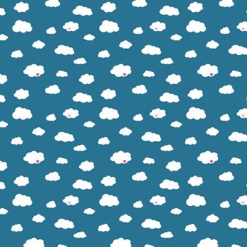 Dream Drift Blue Clouds Heart Cloud by Kristy Lea Cotton Fabric