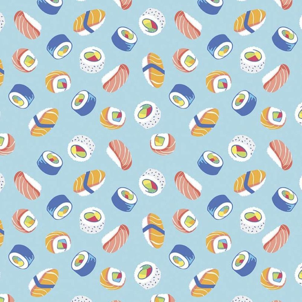 Rainbowfruit How We Roll Aqua Sushi by Amber Kemp-Gerstel from Damask Love 
