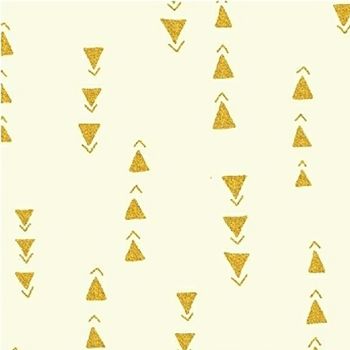Juniper by Jessica VanDenburgh Points White Metallic Gold Geometric Triangles Cotton Fabric