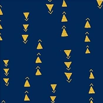 Juniper by Jessica VanDenburgh Points Navy Metallic Gold Geometric Triangles Cotton Fabric