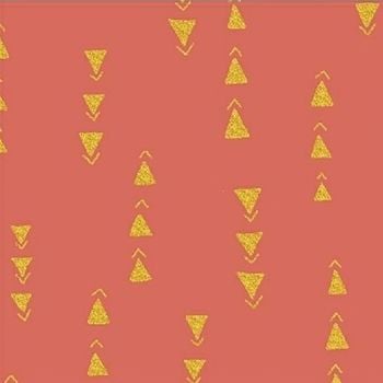 Juniper by Jessica VanDenburgh Points Coral Metallic Gold Geometric Triangles Cotton Fabric