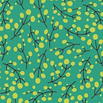 Juniper by Jessica VanDenburgh Berries Green Botanical Stems Cotton Fabric