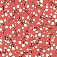 Juniper by Jessica VanDenburgh Berries Coral Botanical Stems Cotton Fabric