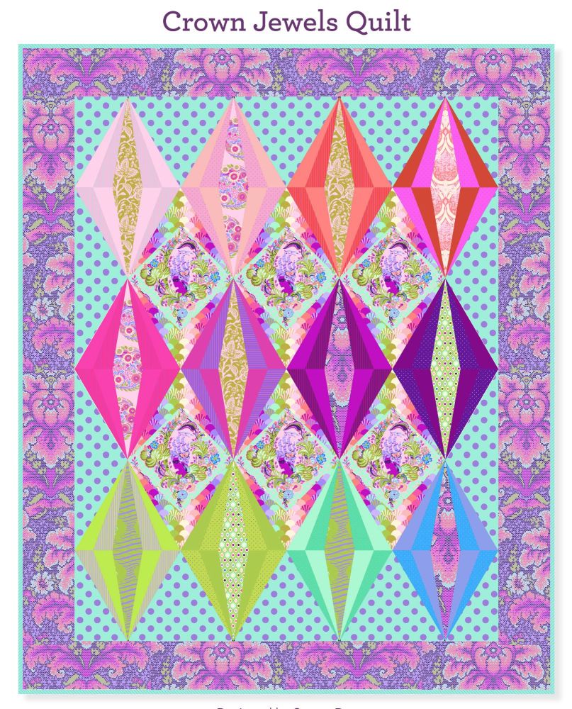 PRE-ORDER Tula Pink Parisville Deja Vu Crown Jewels Quilt Fabric Kit - Patt