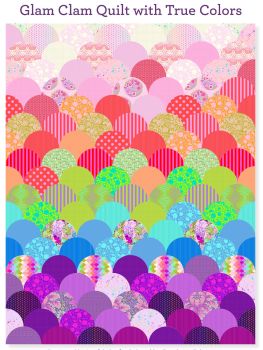 PRE-ORDER Tula Pink Parisville Deja Vu Glam Clam Rainbow with True Colors Quilt Kit - Including Pattern and Acrylic Template