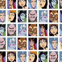 Disney Villains Collection Villains Grid Faces Ursula Beast Jafar Mother Gothel Cotton Fabric per half metre