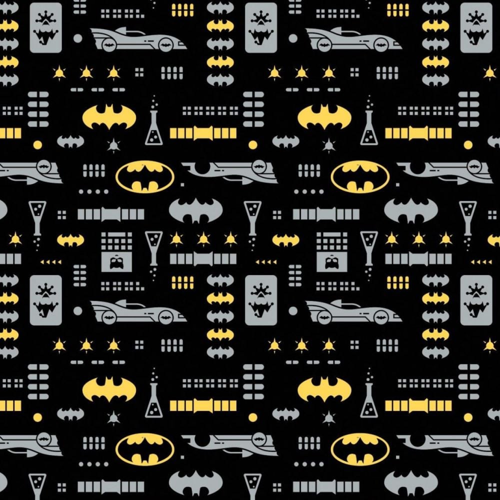 Young DC by DC Comics Batman Icons Black Bat Signal Bat Mobile Gotham City Justice League Cotton Fabric per half metre