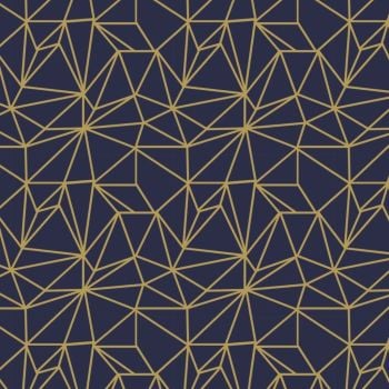 Written in the Stars by Laura Marshall Written in the Stars Navy Metallic Geometric Lines Cotton Fabric