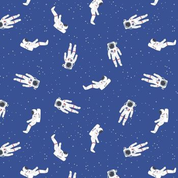 DESTASH 80cm Out of this World with NASA Astronauts Blue Space Stars Astronaut Cotton Fabric