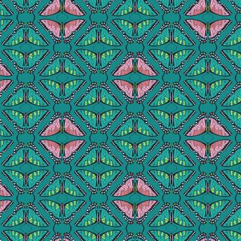 Flora and Fauna by Patty Sloniger Swallowtail Teal Pink Butterflies Cotton Fabric