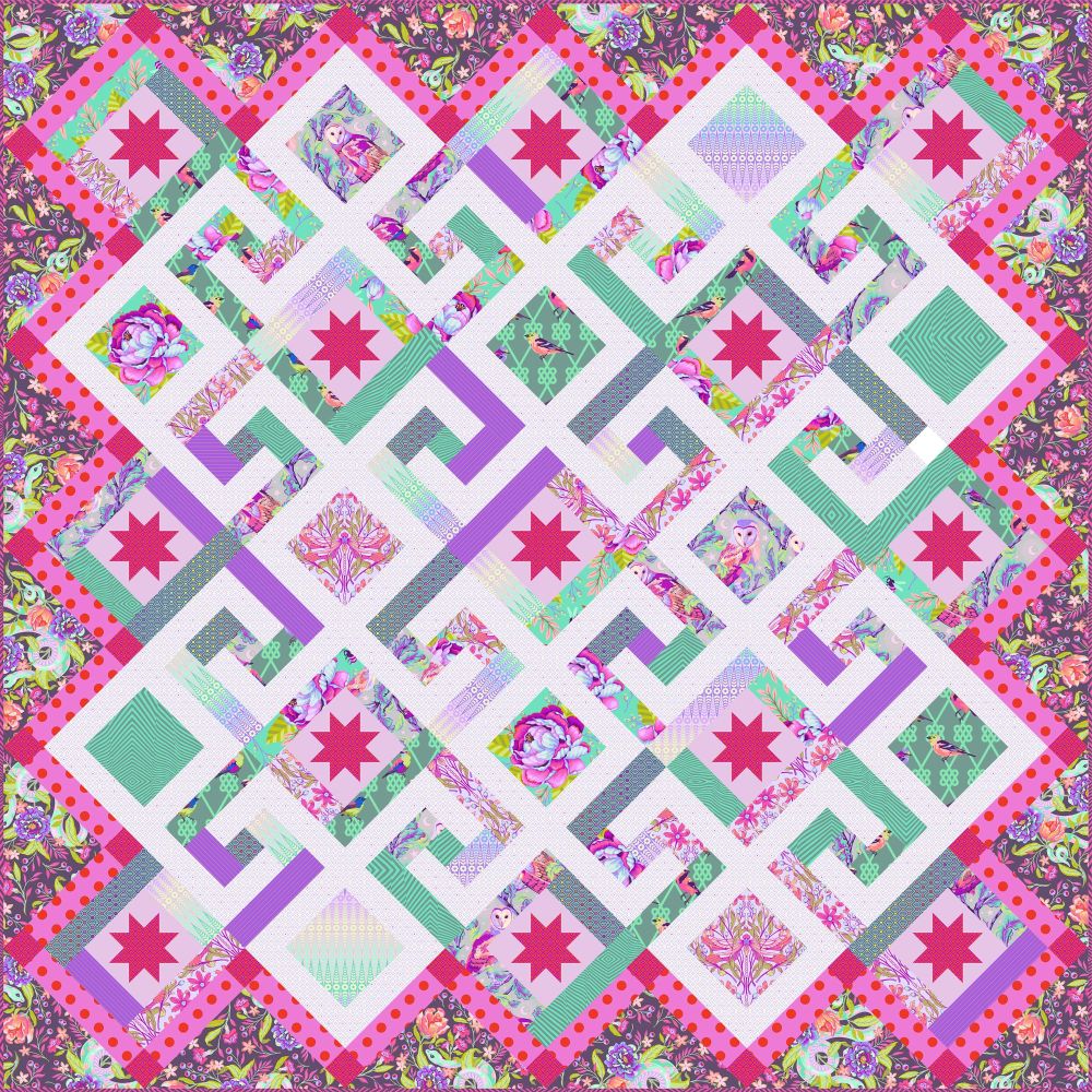 PRE-ORDER Tula Pink Moon Garden Hedge Maze Dusk Quilt Fabric Kit - Pattern 