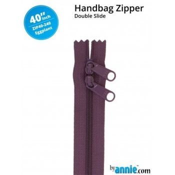 By Annie 40" Handbag Zipper Double Slide Eggplant Zip