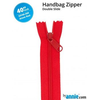 By Annie 40" Handbag Zipper Double Slide Atom Red Zip