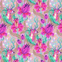 Tula Pink Tiny Beasts Deer John Glimmer Stag Floral Botanical Cotton Fabric