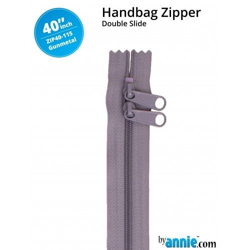 By Annie 40" Handbag Zipper Double Slide Gunmetal Zip