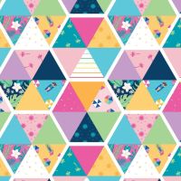 DESTASH 1.45m Sunshine Blvd by Amber Kemp-Gerstel from Damask Love Cheater Print Multi Triangles Hexagons Cotton Fabric