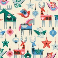 LAST FAT QUARTER Christmas in the City Winter Wishes Festive Baubles Christmas Reindeers Birds Winter Cotton Fabric - CHC25815