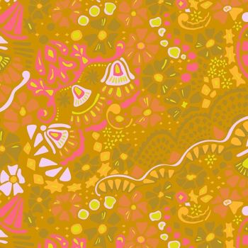 Between Begin Gold Floral Alison Glass 367Y Cotton Fabric
