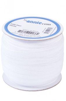 By Annie 3/4 inch 20mm Fold-Over Elastic White - sold per yard