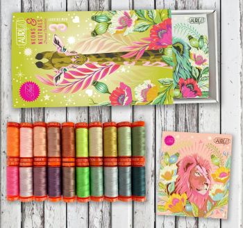 LIMITED EDITION Tula Pink Everglow Neons & Neutrals Collection Aurifil Cotton Thread 20 Small Spool Box