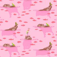 Tula Pink Everglow Neon My Hippos Don't Lie Nova Hippopotamus Cotton Fabric