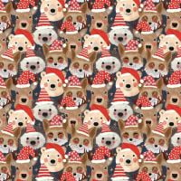 Christmas Squad Wild Santa Navy Mia Charro Packed Festive Santa Hats Fox Bear Deer Hedgehog Cotton Fabric