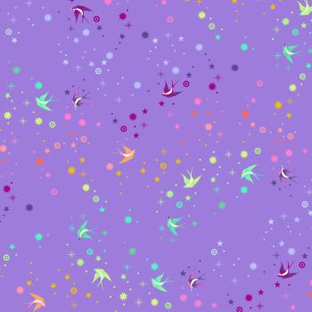 Tula Pink True Colors Fairy Dust Daydream Swallows Spots Stars Cotton Fabric - Pinkerville Selvedge