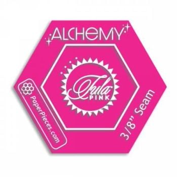 Tula Pink Alchemy Acrylic Hexagon Hexy Fussy Cutting Pom Pom Fabric Cutting Template with 3/8" Seam Allowance