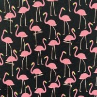 Ganso Flamingo Black Popular Animals Kawaii Flamingo Japanese Atuko Cotton Drill Fabric