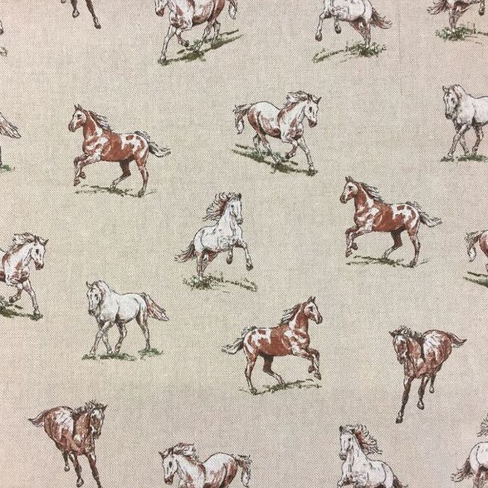 DESTASH 1.35m Cantering Horse Upholstery Weight Cotton Blend Fabric Digital Extra Wide Cotton Fabric