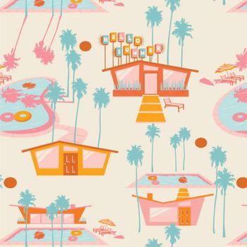 Sunburst Hello Summer Hot Retro Midsummer Paradise Vacation Art Gallery Cotton Fabric