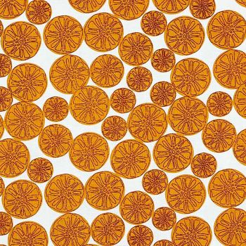 Alexandria Dried Orange Slices Citrus Fruit on White Festive Lizzie Clarke Cotton Fabric