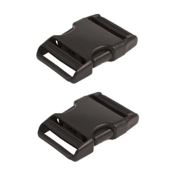 By Annie 1 inch Side Release Buckle Black Plastic - 2 Pack