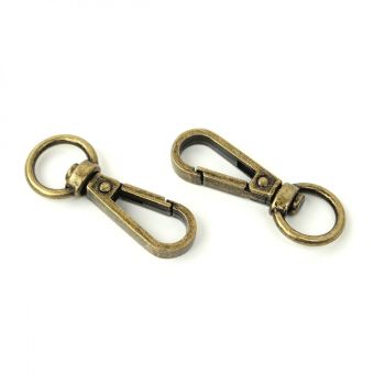 Sallie Tomato 0.5" Swivel Hooks Hardware Antique Brass for Bag and Purse Making - Set of 2