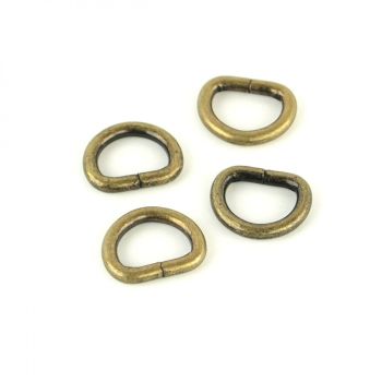 Sallie Tomato D-Rings 0.5" Hardware Antique Brass D-Ring for Bag and Purse Making - Set of 4