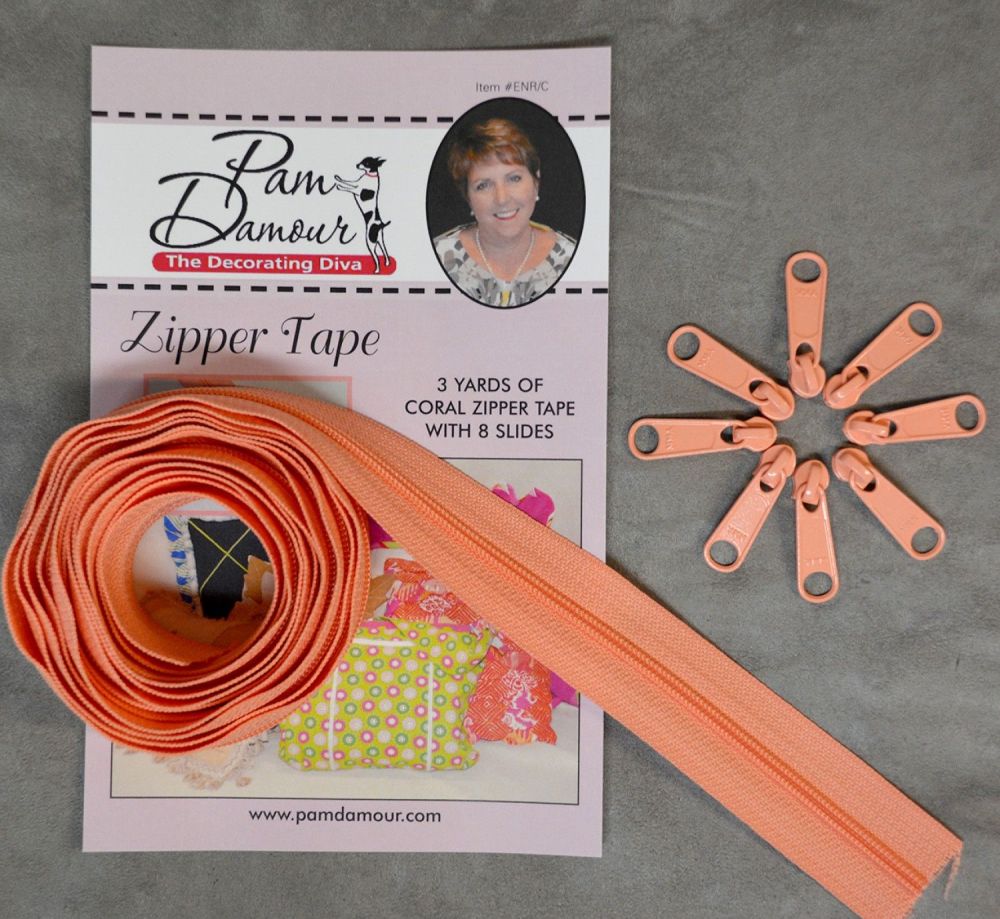 Decorating Diva #4.5 Zippers By The Yard 3 Yard Pack - Coral plus 8 Matchin