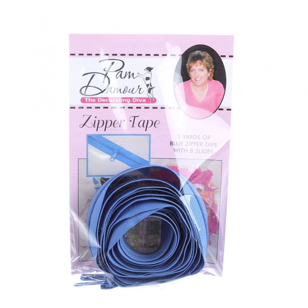 Decorating Diva #4.5 Zippers By The Yard 3 Yard Pack - Blue Cornflower plus 8 Matching Pulls Handbag Zipper Zip