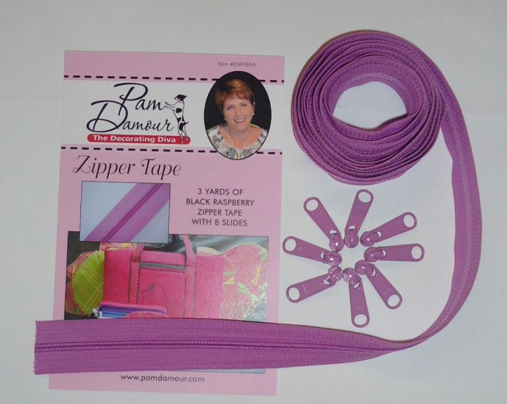 Decorating Diva #4.5 Zippers By The Yard 3 Yard Pack - Black Raspberry plus