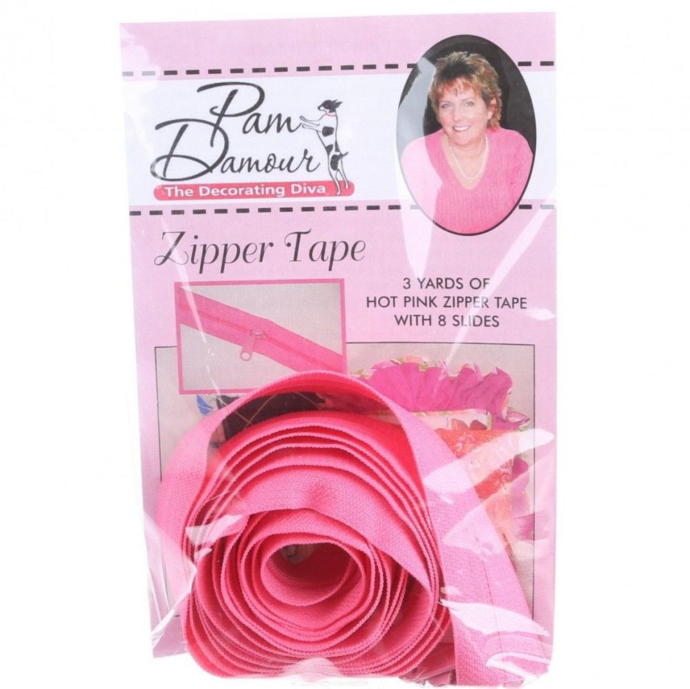 Decorating Diva #4.5 Zippers By The Yard 3 Yard Pack - Hot Pink plus 8 Matc