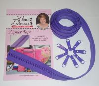 Decorating Diva #4.5 Zippers By The Yard 3 Yard Pack - Violet plus 8 Matching Pulls Handbag Zipper Zip