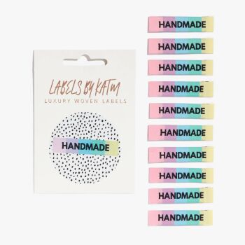 Kylie and the Machine "HANDMADE" Rainbow Woven Labels 10 Pack