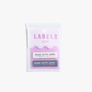 NEW Kylie and the Machine "MADE WITH LOVE AND SWEAR WORDS" Woven Labels 6 Pack - New Packaging