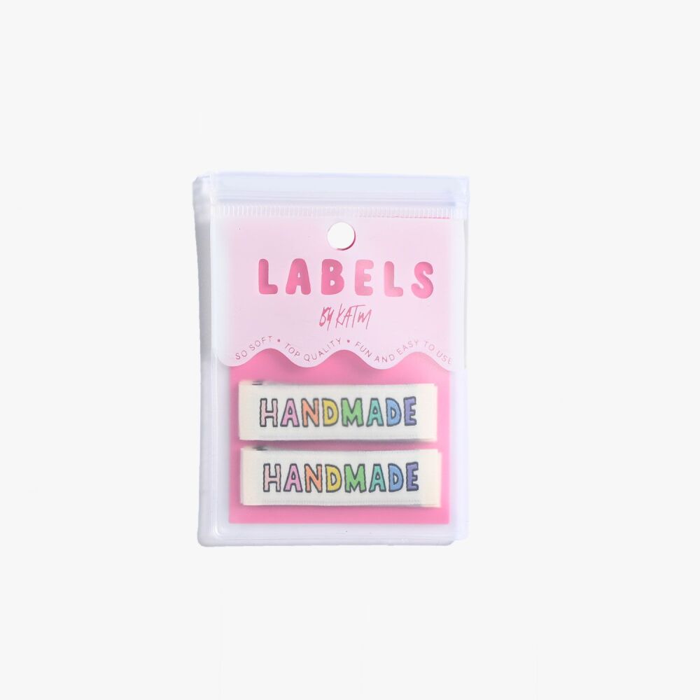 NEW Kylie and the Machine "HANDMADE" Rainbow Woven Labels 6 Pack - New Packaging