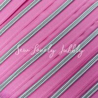 Sew Lovely Jubbly Pink #5 Nylon Coil Zippers with Silver Coil - 2 Metres Continuous Length Handbag Zipper - No Pulls