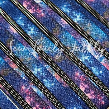 Sew Lovely Jubbly Galaxy Print #5 Nylon Coil Zippers with Oil Slick Coil - 2 Metres Continuous Length Handbag Zipper - No Pulls