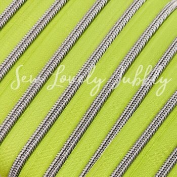 Sew Lovely Jubbly Neon #5 Nylon Coil Zippers with Silver Coil - 2 Metres Continuous Length Handbag Zipper - No Pulls