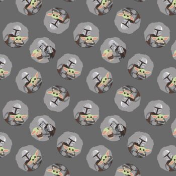 DESTASH 50cm The Mandalorian Kawaii Mando and The Child Badges Grey Star Wars Grogu Camelot Cotton Fabric