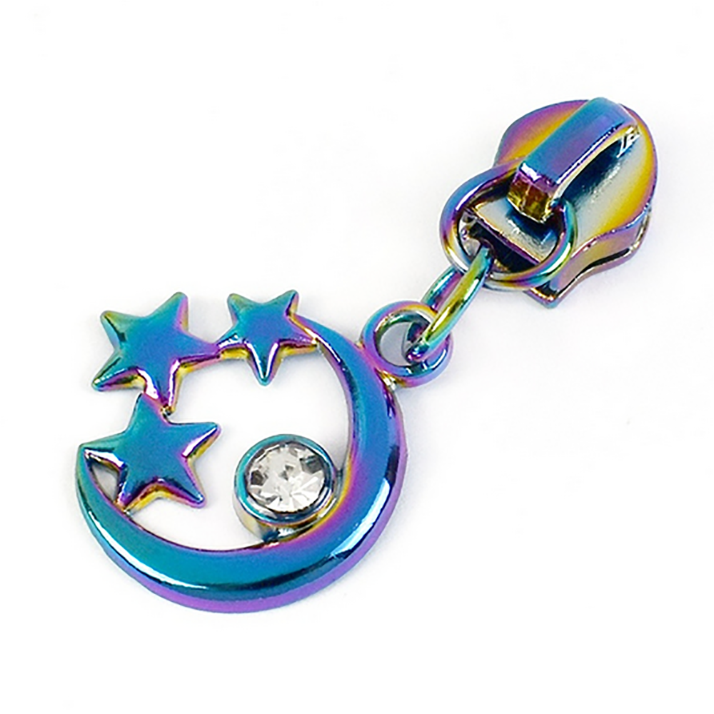 Sew Lovely Jubbly Rainbow Moon and Stars #5 Zipper Pulls - Pack of 5