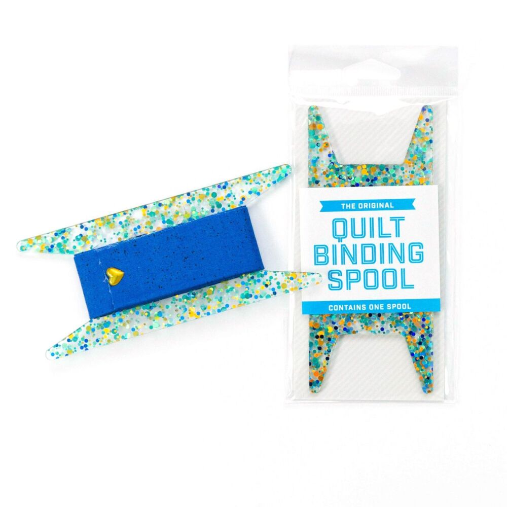 The Original Quilt Binding Spool by Stitch Supply Co - Blue Teal & Gold Gli